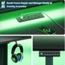 Standing Desk, 120cm U Shaped Height Adjustable Desk with Monitor Stand, Electric Sit Stand Rising Table with Sockets, Gaming Computer Table with LED Light for Home Office Workstation, Black Image 5