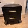 2 x black bedside lockers - black wood with gold handles Image 5