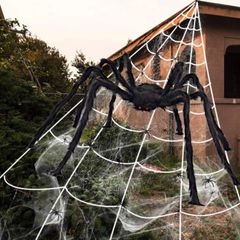 Giant Spider 6.6ft - 200cm, Spider Web 23ft - 700cm, 30pcs Plastic Spiders, 40g Cobweb - Halloween Decorations Triangular Cobweb for Indoor Outdoor Home Yard