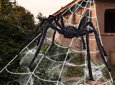 Giant Spider 6.6ft - 200cm, Spider Web 23ft - 700cm, 30pcs Plastic Spiders, 40g Cobweb - Halloween Decorations Triangular Cobweb for Indoor Outdoor Home Yard