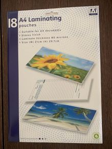A4 Laminating Pouches 18 Pack 80 Micron Glossy - New Sealed