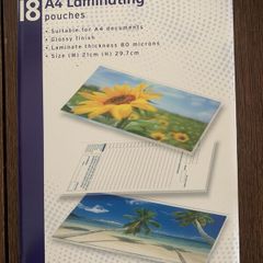 A4 Laminating Pouches 18 Pack 80 Micron Glossy - New Sealed