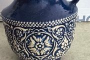 Vintage Blue Ceramic, art nouveau vase west germany KERAMIK vase pitcher MR 1950s handpainted Beautiful Vase