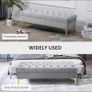 Bench Seat, Entryway Shoe Bench with Button Tufted for Bedroom, Grey Image 2