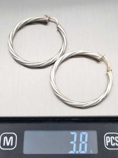 Vintage 925 Sterling Silver Italian Signed Hooped Earrings