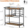 Drink Trolley, Bar Cart with Lockable Wheels, 12 Wine Rack and 3 Rows Glass Holders, Kitchen Serving Cocktail Alcohol Trolley for Dining Livingroom, 3 Tier, 80.2 x 33.2 x 86 cm, Rustic Brown Image 4