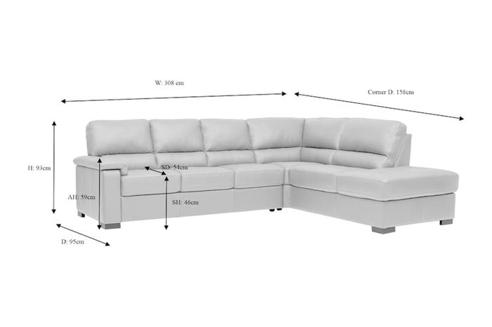 Leather Maza Chaise Sofa | Large | Grey