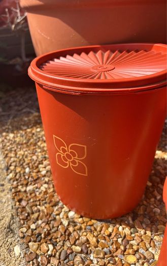 70s Tubberware Harvest Sunburst Orange nesting containers