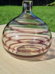 Vintage Woolworths Mauve Purple Swirl Art glass vase