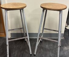Pair of Vintage Industrial Workshop Stools.