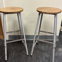 Pair of Vintage Industrial Workshop Stools.
