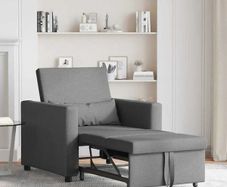 Single Sofa Bed Reclining Dark grey 90 x 165 x 87 cm Fabric