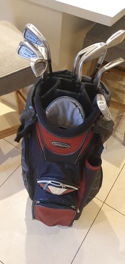 golf clubs bag & 2 wheel trolley