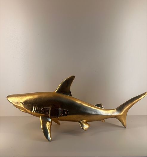 Large Gold Shark Statue | Stylish Home Decor Wall or Shelf Ornament