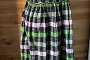 Midi Dress Oliver Bonas Black &amp; Green Checked Scalloped Strappy Maxi dress size 12 brand new