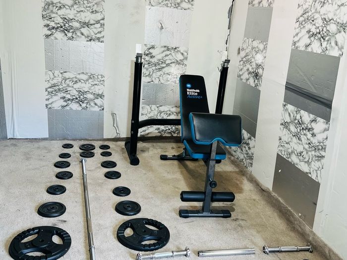 Iron Weights Adjustable Rack Bench Barbell Dumbbells