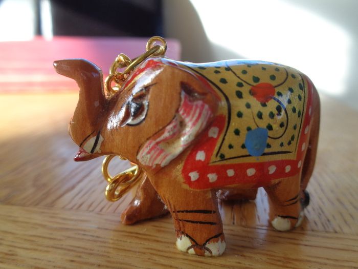 Hand Painted Elephant Key Ring for Sale