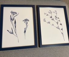 2 Blue Frame Floral Wall Art