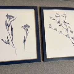 2 Blue Frame Floral Wall Art