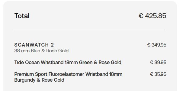 Scanwatch 2 38mm Blue and Rose Gold bundle with 2 additional straps
