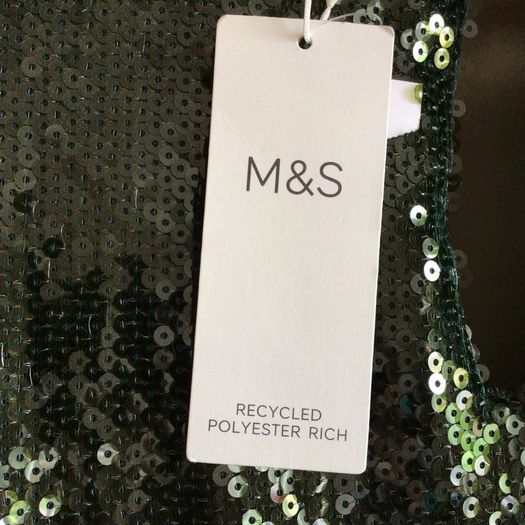 M&S Ladies Green Long Sleeve Sequin Party Festive Top size 12 Bnwts