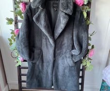 coat new look charcoal grey fake fur coat size 10