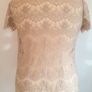 Ladies Lace Effect Top Blouse By Porcelain Beige & Red Measurements In Listing Image 4