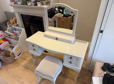 Adriana French-Style Dressing Table Mirror & Stool