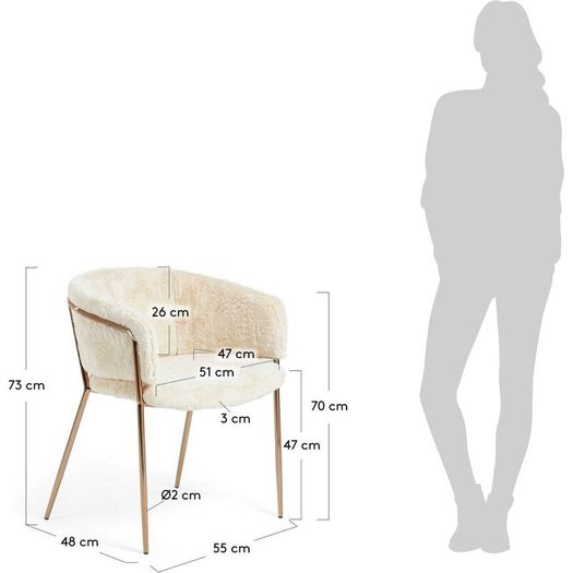 Armchair Runnie fur white steel