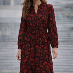 Gorgeous Ladies Red Floral Dress: Size 12