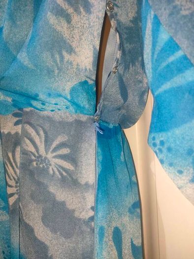 Vintage 80s blue floral midi dress size Small Cowl neckline Postage included