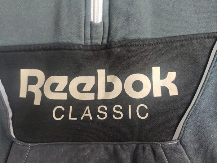 Reebok Classic Grey Half Zip Sweatshirt Big Back Logo Size M