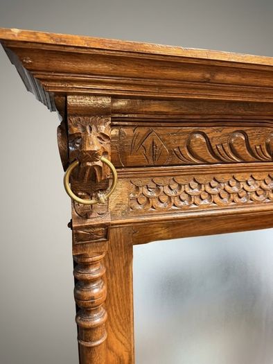 Late 19th Century Belgian Mechelen Carved Oak Mirror