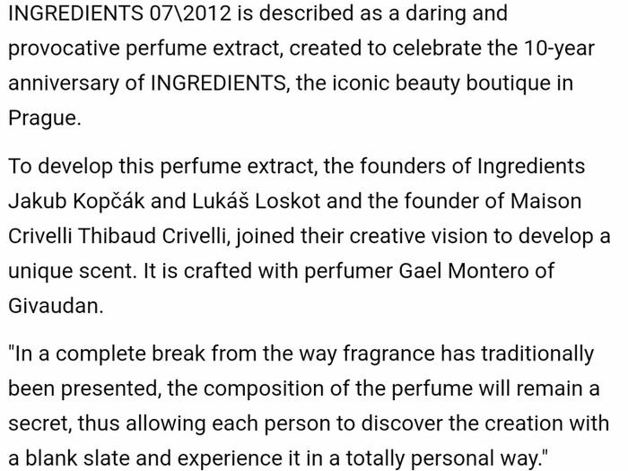 Maison Crivelli Ingredients 07\2012