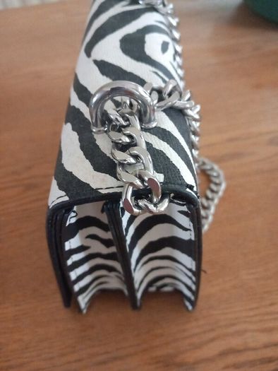 Zebra Print Shoulder Bag with Adjustable Chain Strap