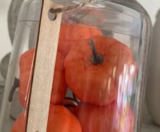 ShabbyChic Glass Dome with Pumpkins