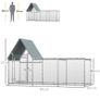 Walk In Chicken Run, Large Poultry Coop Cage Hen House Rabbit Hutch for 6-8 Chickens Outdoor Galvanized Metal Enclosure w/ Water-Resist Cover Image 3
