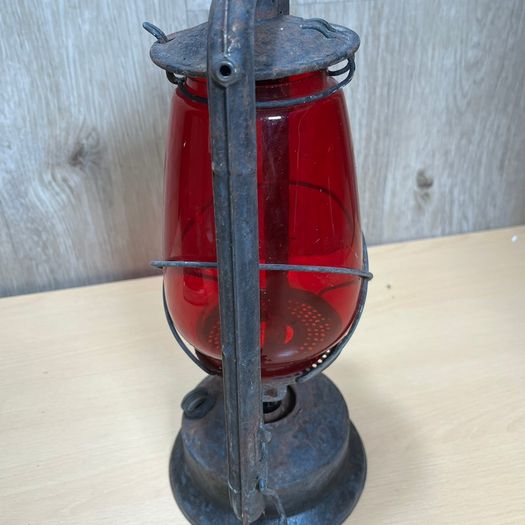 Vintage Dietz Monarch Kerosene Railway Lantern Red Glass Globe -For Restoration PROP