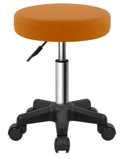 Round Rolling Stool with Wheels Height Adjustable Spa Stool for Salon Massage Home Kitchen Brown