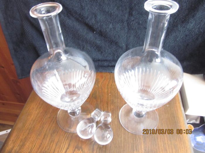 Pair of Vintage Tipperary Crystal Decanters 15"