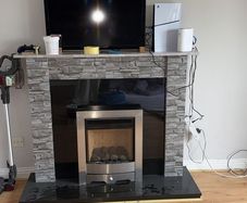 Gas Fire with Black Marble and wooden surround