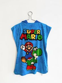 Pre Owned Primark Official Super Mario & Yoshi Kids Hooded Towel Poncho