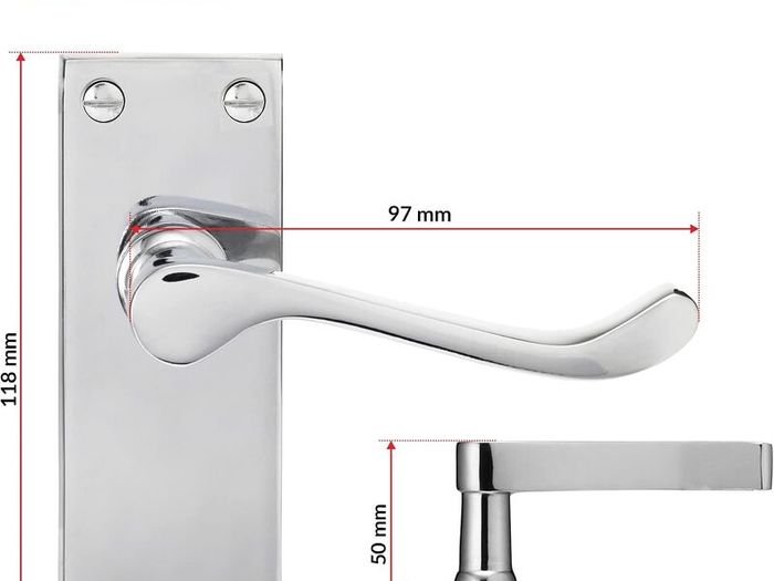 Chrome Elegance Range Polished Chrome Victorian Scroll Lever Latch Handles, Backplate Door Handles, Contemporary Design for Internal Wooden Doors (1 Pair)