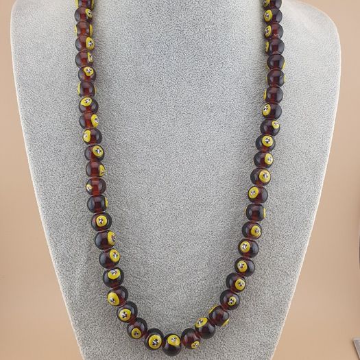 Vintage Venetian African Style Face Glass Beads Necklace 20 inches long