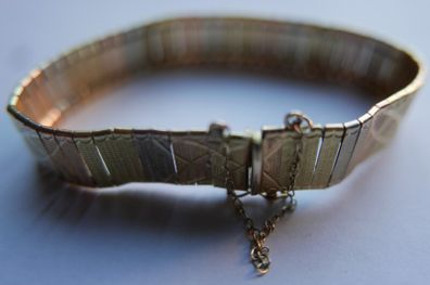 Vintage Solid 18K  Tri-Color Gold 750 Women Wide Bangle Bracelet, 27,9 grams