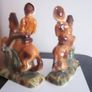 Pair of Staffordshire Figures Cowboy Cowgirl Horseback 19th Century Image 2
