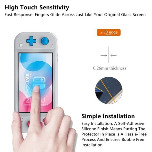 Tempered Glass For Nintendo Switch Lite Glass Screen Protector 2.5D 9H Premium Tempered Glass For Nintendo Switch Lite Protective Film