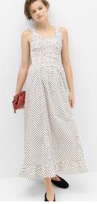 M&S - Pure Cotton Polka Dot Ruffle Midi Skater Dress