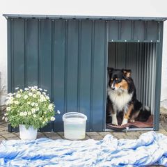 vidaXL Dog House with Roof 113x153x101 cm Galvanised Steel