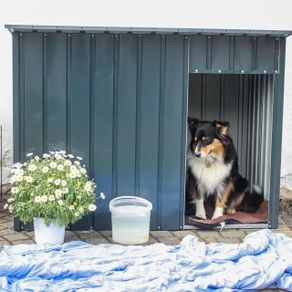 vidaXL Dog House with Roof 113x153x101 cm Galvanised Steel
